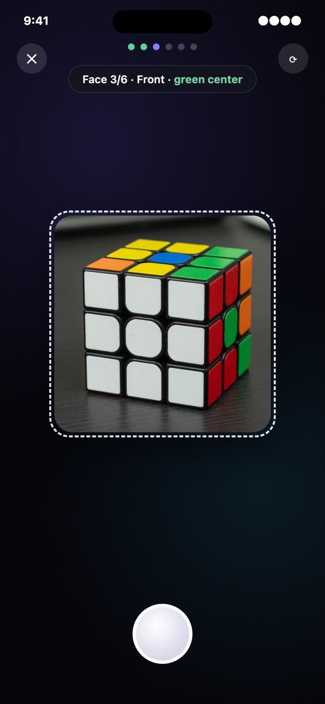 Camera scan guide with real cube