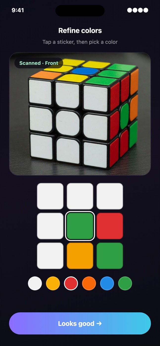 Paint color editor with scanned cube photo