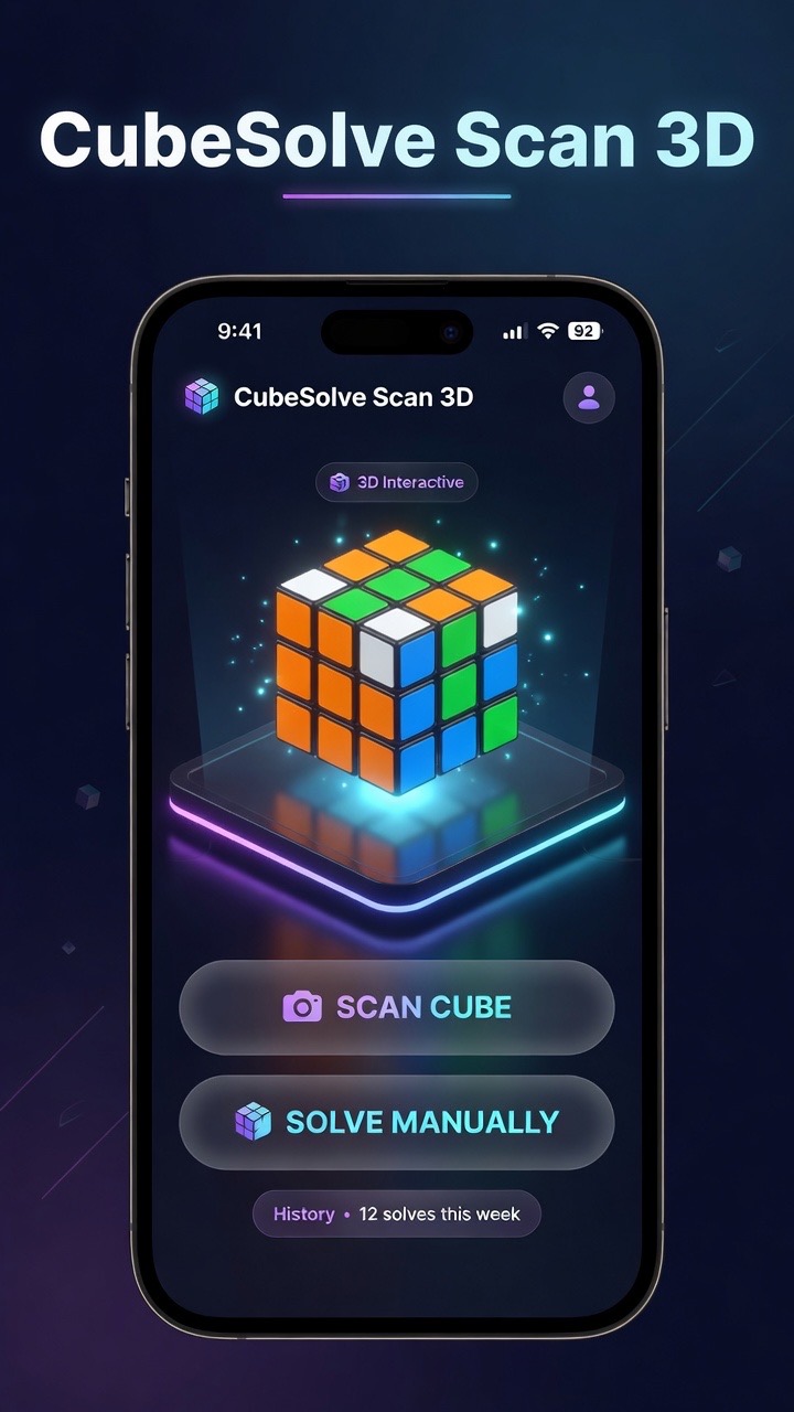 CubeSolve marketing visual — scan and solve