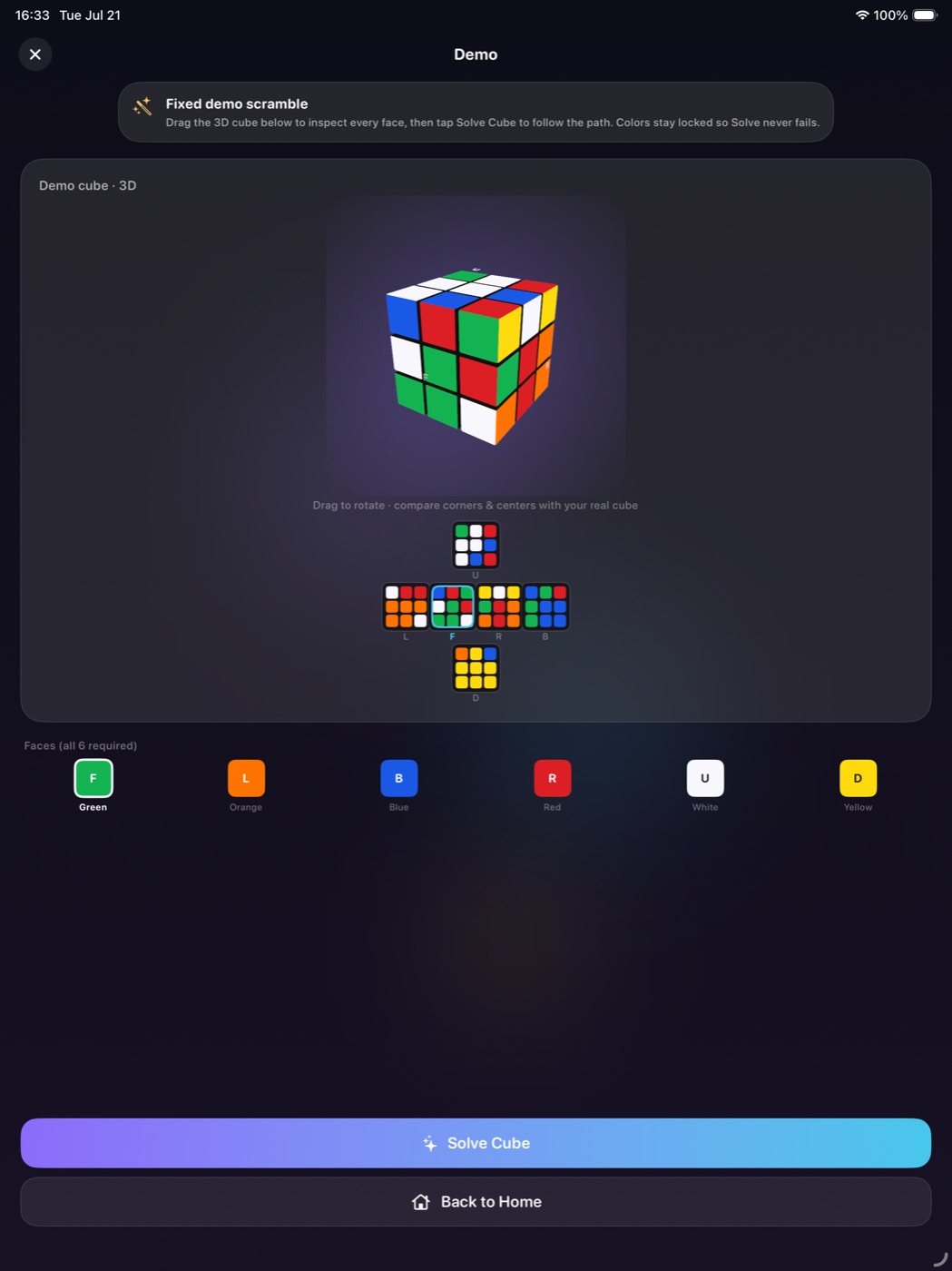 Demo cube review on iPad