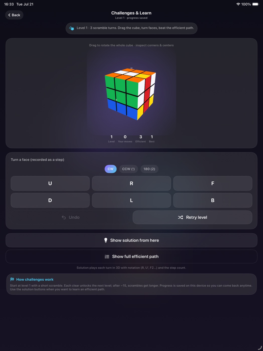 Challenges and Learn on iPad